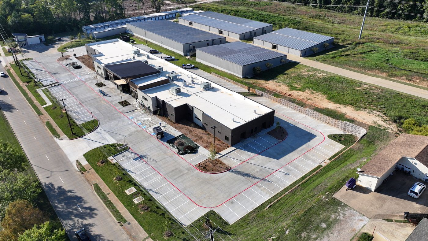 Aerial of a new single-story medical clinic